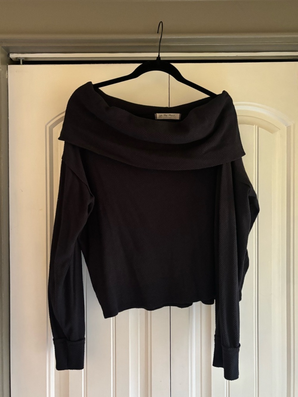 Free People - We the Free black off the shoulder/one shoulder slouchy black top